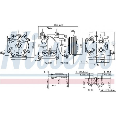Compresor de aire acondicionado FORD FIESTA (JV_), Furgón, 05.1998 - 08.2003 Nissens 89365