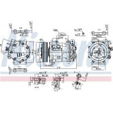 Compresor. aire acondicionado Compresor de aire acondicionado CITROEN C5 II C5 III C5-KOMBI C6 PEUGEOT 407 508 I 508-KOMBI 607 ​​RENAUL PEUGEOT 407 SW (6E_), Familiar Van, 08.2004 - 12.2010 Nissens 89362