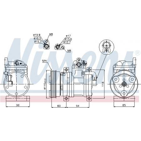 Compressore. aria condizionata Compressore aria condizionata HYUNDAI I10 I 1.1D 01.08-12.11 HYUNDAI i10 (PA), Hatchback, 10.2007 - Nissens 89302