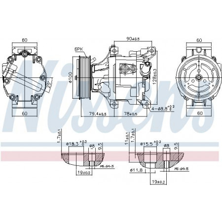 Compressor. airconditioning Airco compressor FIAT 500 500 C BARCHETTA DOBLO-MINIVAN IDEA PALIO PANDA PANDA-HATCHBACK FIAT PANDA II (169_), Hatchback, 09.2003 - Nissens 89324