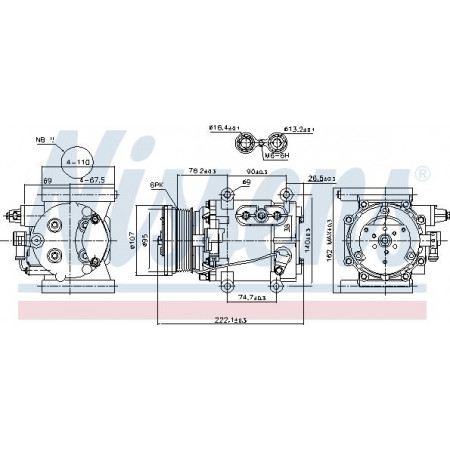 Compressore. aria condizionata Compressore aria condizionata JAGUAR S-TYPE II X-TYPE I 2.0D-3.0 01.99-12.09 JAGUAR X-TYPE (X400), Touring, 09.2003 - 12.2009 Nissens 89241