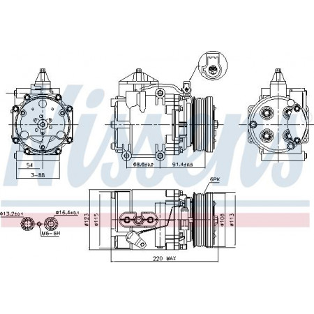 Compresseur. climatisation Compresseur de climatisation FORD COUGAR MONDEO II MONDEO III 2.5-3.0 08.96-03.07 FORD COUGAR (EC_), Compartiment, 08.1998 - 12.2001 Nissens 89248