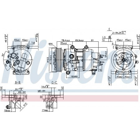 Compressor. airconditioning Airco compressor CITROEN BERLINGO BERLINGO MULTISPACE BERLINGO-MINIVAN C3 II C3 PICASSO PEUGEOT 207 (WA_, WC_), Hatchback Van, 04.2006 - Nissens 89201