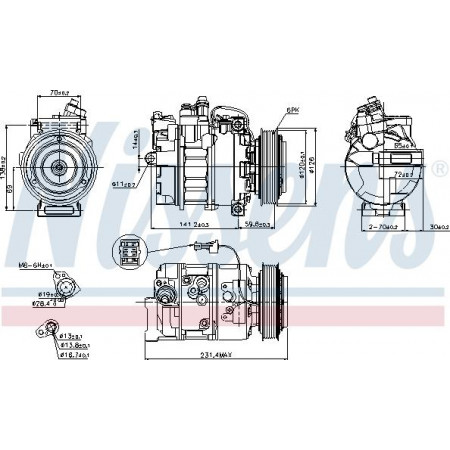 Compressore. Compressore climatizzatore SAAB 9-5 1.9D-3.0D 09.97-12.09 SAAB 9-5 (YS3E), Touring, 10.1998 - 12.2009 Nissens 89208