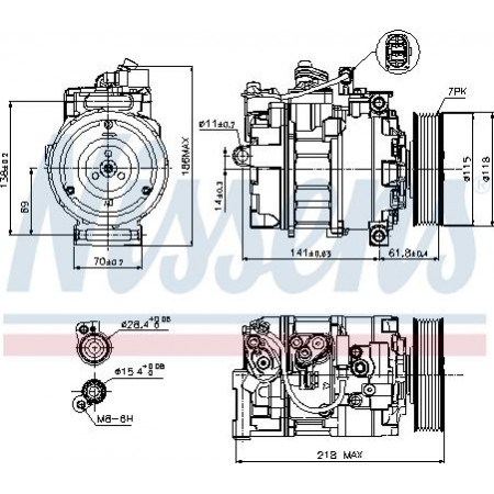 Compresor. climatizare Air-conditioning compressor fits. AUDI A8 D3 VW PHAETON 3.0-3.7-4.2 10.02-03.16 AUDI A8 II (4E2, 4E8), Sedan, 10.2002 - 12.2010 Nissens 89210