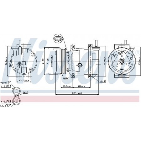 Compressor. airconditioning Airco compressor CHEVROLET AVEO - KALOS LACETTI NUBIRA DAEWOO LACETTI LEGANZA NUBIRA 1.4 DAEWOO LACETTI (KLAN), Hatchback, 02.2002 - Nissens 89221