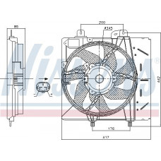 Fã. radiador Ventilador do radiador com carcaça DS DS 3 CITROEN C2 C2 ENTERPRISE C3 AIRCROSS II C3 I C3 II C3 PEUGEOT 207 CC (WD_), Sabrioleta, 02.2007 - 01.2015 Nissens 85991