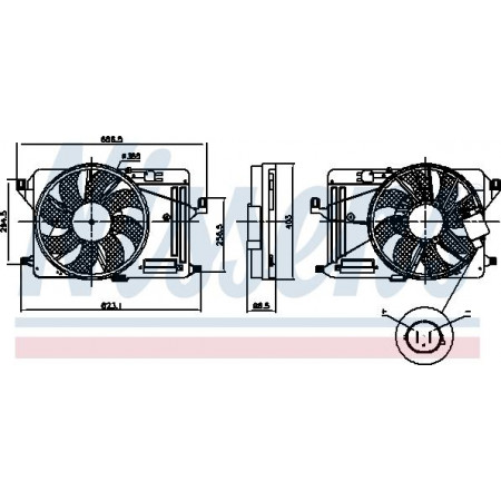 Ventilateur. radiateur Ventilateur de radiateur avec boîtier FORD C-MAX II FOCUS III GRAND C-MAX 1.5D-1.6D 07.10- FORD FOCUS III, Van à hayon, 01.2011 - Nissens 85917