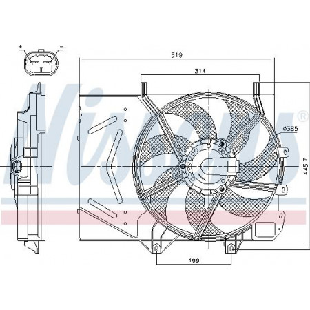 Admirador. Radiador Radiador ventilador con carcasa DS DS 3 CITROEN C2 C2 ENTERPRISE C3 AIRCROSS II C3 I C3 II C3 CITROEN C3 PICASSO (SH_), Dubita, 02.2009 - Nissens 85986