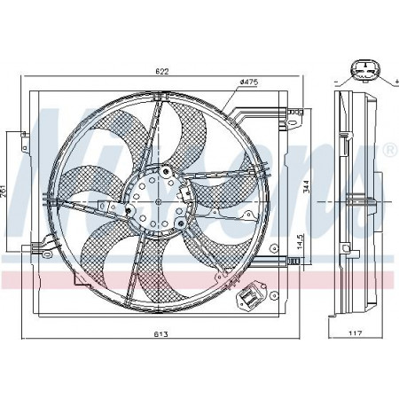 Fan. radiatore Ventola del radiatore con alloggiamento adatta. NISSAN QASHQAI II RENAULT KADJAR 1.2-1.6D 11.13- NISSAN QASHQAI II (J11, J11_), Crossover, 11.2013 - Nissens 85935