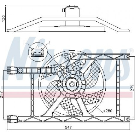 Fan. radiateur Radiateurventilator met behuizing FIAT 500 500 C PANDA LANCIA YPSILON 0.9-1.2LPG 07.07- FIAT 500 C II (312_), Cabriolet, 09.2009 - Nissens 85920