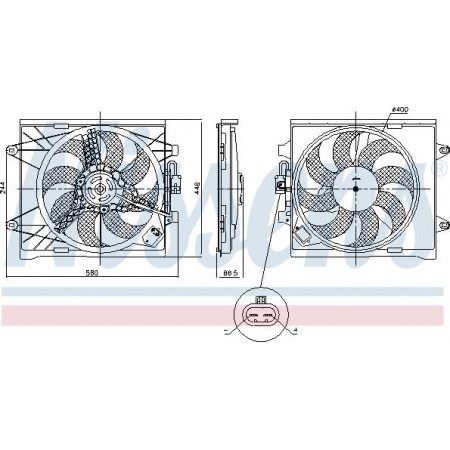 Ventilator. radiator Ventilator radiator cu carcasa FIAT PANDA 0.9-1.3D 02.12- FIAT PANDA III (312_, 319_), Hatchback, 02.2012 - Nissens 85921