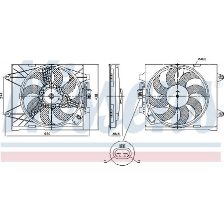 Ventilateur. radiateur Ventilateur de radiateur avec carter FIAT PANDA 0.9-1.3D 02.12- FIAT PANDA VAN III (312_, 519_), Fourgon, 02.2012 - Nissens 85922