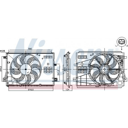 Admirador. Radiador Radiador de ventilador con carcasa encaja. DS DS 7 CITROEN BERLINGO BERLINGO-MINIVAN C4 GRAND PICASSO II C4 PICASSO II Nissens 85973