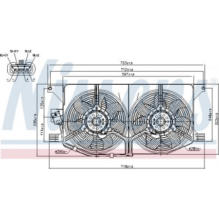 Fan. radiator Radiator fan with housing MERCEDES M W163 2.3-4.3 02.98-06.05 MERCEDES-BENZ M-CLASS (W163), Crossover, 02.1998 - 07.2005 Nissens 85402