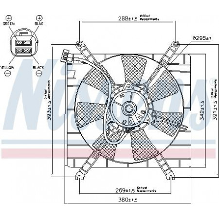 Fan. radiatore Ventola del radiatore con alloggiamento SUZUKI LIANA 1.3-1.6 07.01- SUZUKI LIANA (ER, RH_), Berlina, 10.2001 - Nissens 85414