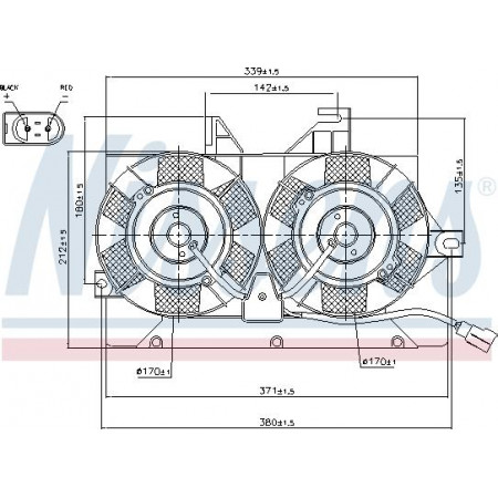 Admirador. Radiador Ventilador del radiador con carcasa FORD TRANSIT TRANSIT TOURNEO 2.0-2.5D 06.94-05.06 FORD TRANSIT (E_), Autobús, 06.1994 - 07.2000 Nissens 85425