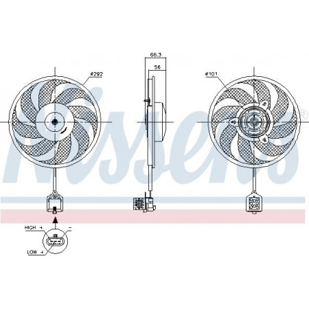 Fã. radiador Ventilador do radiador com caixa Nissens 85596
