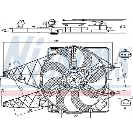 Ventilator, radiator FIAT PUNTO III (199_), Hatchback Van, 04.2008 - Nissens 85569