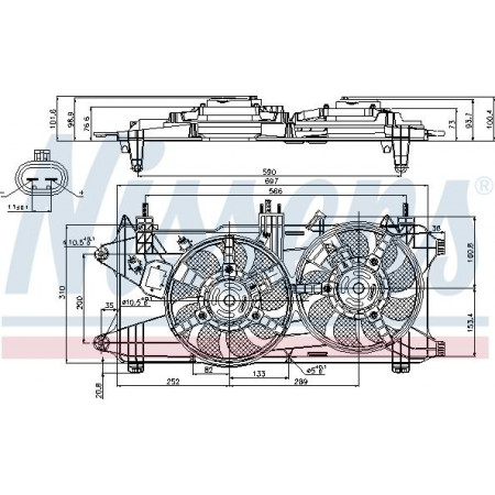 Ventilator. radiator Ventilator radiator cu carcasa FIAT DOBLO DOBLO-MINIVAN 1.3D-1.9D 10.01- FIAT DOBLO (223_), Box/MPV, 11.2000 - Nissens 85689