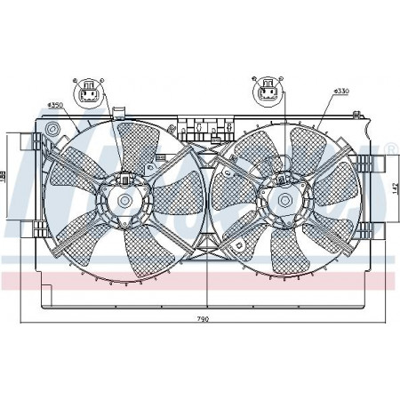 Ventilateur. radiateur Ventilateur de radiateur avec boîtier MITSUBISHI LANCER VII LANCER VIII OUTLANDER II 1.6-3.0 09.03- MITSUBISHI LANCER VIII (CY_A, CZ_A), Berline, 03.2007 - Nissens 85635