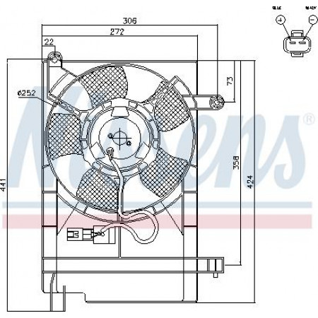 Fan. radiateur Radiateurventilator met omkasting DAEWOO KALOS 1.2-1.4 04.03- DAEWOO KALOS (KLAS), Hatchback, 09.2002 - Nissens 85062