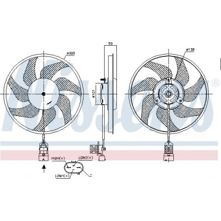 Ventilateur. radiateur Ventilateur de radiateur OPEL COMBO TOUR COMBO MINIVAN CORSA C TIGRA 1.0-1.8 09.00- OPEL COMBO Tour (COMBO-C), Fourgon, 10.2001 - 12.2011 Nissens 850048