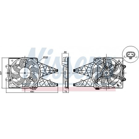 Ventilateur. radiateur Ventilateur de radiateur avec carter FIAT DOBLO DOBLO CARGO DUCATO 1.3D-2.0D 01.10- FIAT DOBLO (263_), Cargo, 02.2010 - Nissens 850047