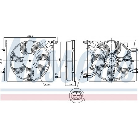 Admirador. Radiador Radiador de ventilador con carcasa encaja. RENAULT GRAND SCENIC IV MEGANE IV SCENIC IV TALISMAN 1,2-1,8 06,15-Nissens 850050