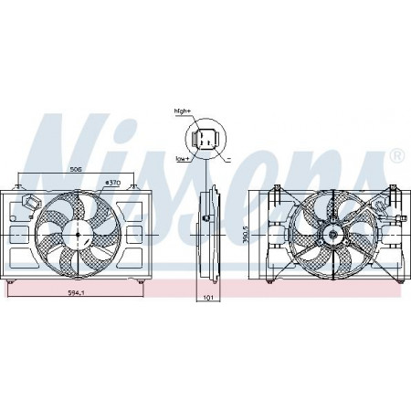 Admirador. Radiador Radiador de ventilador con carcasa encaja. KIA RIO II 1,4-1.5D-1.6 03,05-12,11 Nissens 850053