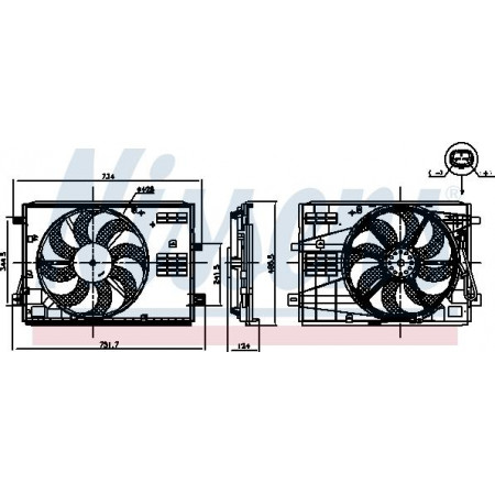Admirador. Radiador Ventilador del radiador con carcasa DS DS 7 CITROEN BERLINGO BERLINGO MULTISPACE BERLINGO-MINIVAN OPEL COMBO (X19), Furgón/MPV, 06.2018 - Nissens 850007