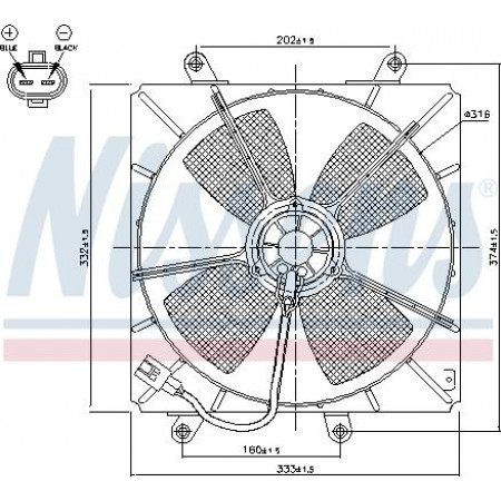 Fan. Radiatore Ventola del radiatore con alloggiamento TOYOTA CARINA E VI 1.6-1.8-2.0 04.92-09.97 TOYOTA CARINA E (_T19_), Berlina, 04.1992 - 09.1997 Nissens 85000