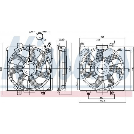 Ventilateur. radiateur Ventilateur de radiateur avec carter HYUNDAI IX35 KIA SPORTAGE III 2.0D 08.09- HYUNDAI ix35 (LM, EL, ELH), Crossover, 08.2009 - Nissens 850039