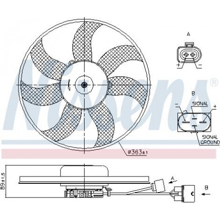 Admirador. radiador Ventilador del radiador AUDI A1 A3 SEAT ALTEA ALTEA XL IBIZA IV IBIZA IV SC IBIZA IV ST LEON TOL SKODA OCTAVIA III (5E3, NL3, NR3), Hatchback, 11.2012 - Nissens 850021