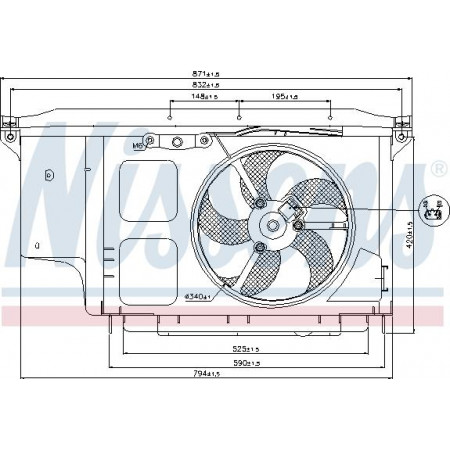 Admirador. Radiador Radiador ventilador con carcasa CITROEN BERLINGO MINIVAN OPEL COMBO E TOUR - LIFE COMBO-MINIV PEUGEOT 206 CC (2D), Sabrioleta, 09.2000 - 12.2008 Nissens 85007