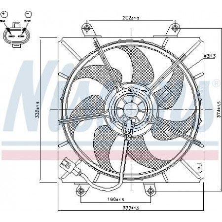 Fan. Radiatore Ventola del radiatore con alloggiamento TOYOTA AVENSIS 1.6-1.8-2.0 09.97-02.03 TOYOTA AVENSIS I (_T22_), Berlina, 09.1997 - 02.2003 Nissens 85014