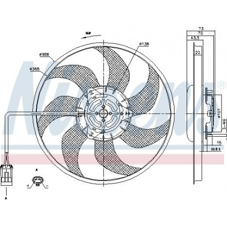 Ventilator, radiator OPEL CORSA C (X01), Hatchback Van, 09.2000 - 12.2012 Nissens 85194
