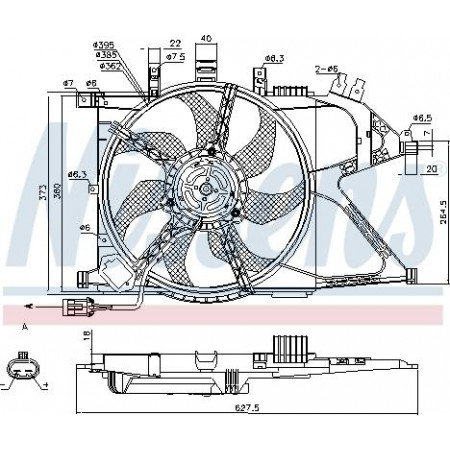 Ventilateur. radiateur Ventilateur de radiateur avec boîtier OPEL COMBO TOUR COMBO MINIVAN CORSA C 1.0-1.8 09.00- OPEL COMBO Tour (COMBO-C), Fourgon, 10.2001 - 12.2011 Nissens 85196