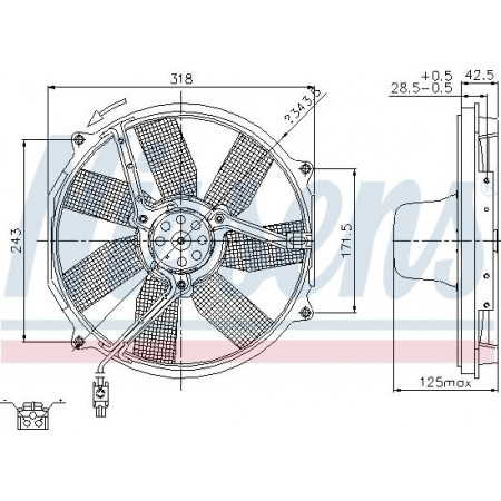 Ventilator. radiator Ventilator radiator MERCEDES S C140 S W140 SL R129 2.8-6.0 02.91-10.01 MERCEDES-BENZ S-CLASS (C140), Compartiment, 07.1992 - 12.1999 Nissens 85151
