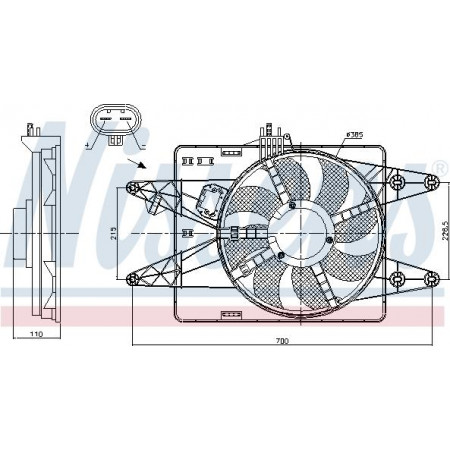 Ventilator. radiator Ventilator radiator cu carcasa se potriveste. FIAT DOBLO DOBLO-MINIVAN 1.6-1.6CNG 10.01- FIAT DOBLO (119_, 223_), Dubita, 03.2001 - Nissens 85133