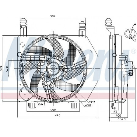 Admirador. Radiador Ventilador del radiador con carcasa FORD FIESTA IV FIESTA MINIVAN PUMA 1.25-1.7 08.95-06.02 FORD FIESTA IV (JA_, JB_), Hatchback, 08.1995 - 06.2006 Nissens 85172