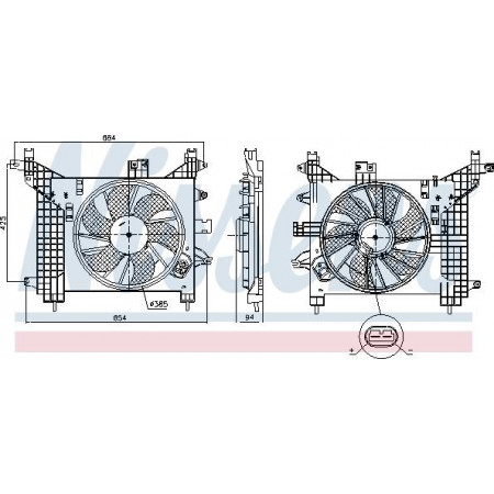 Fan. radiateur Radiateurventilator met behuizing DACIA DUSTER DUSTER SUV RENAULT DUSTER 1.5D-1.6LPG 04.10- RENAULT DUSTER (HS_), Crossover, 01.2011 - Nissens 85891