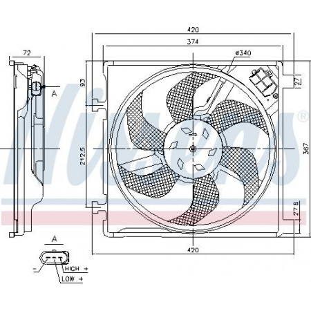 Admirador. radiador Ventilador del radiador con carcasa SEAT MII SKODA CITIGO VW ¡CARGA ARRIBA! 1,0-1,0 CNG-eléctrico 08,1 VW carga (121, 122, BL1, BL2), furgoneta, 12,2014-Nissens 85869