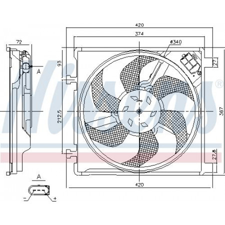 Admirador. Radiador Ventilador del radiador con carcasa encaja. SEAT MII SKODA CITIGO VW ¡CARGA! 1,0-1,0 CNG 08,11-¡VW arriba! (121, 122, BL1, BL2, BL3, 123), Hatchback, 08.2011 - Nissens 85868