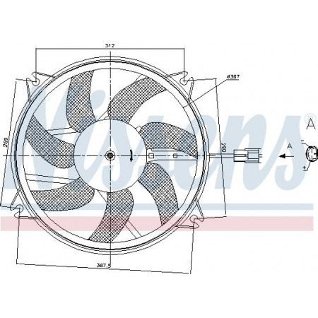 Admirador. radiador Ventilador del radiador con carcasa DS DS 4 DS 5 CITROEN BERLINGO BERLINGO MULTISPACE BERLINGO-MI PEUGEOT PARTNER (7*****), Bastidor de soporte, 01.2009 - Nissens 85886