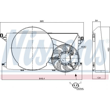 Admirador. Radiador Ventilador del radiador con carcasa FORD TRANSIT 2.2D-2.4D 04.06-12.14 FORD TRANSIT (FA_), Furgoneta, 04.2006 - 12.2014 Nissens 85825