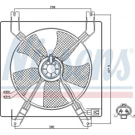 Admirador. Radiador Ventilador del radiador con carcasa CHEVROLET LACETTI NUBIRA DAEWOO LACETTI NUBIRA 1.4-1.6 07.03- CHEVROLET NUBIRA (KLAN), Sedan, 01.2005 - 12.2011 Nissens 85355