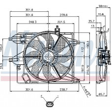 Admirador. Radiador Ventilador del radiador con carcasa NISSAN KUBISTAR RENAULT CLIO II KANGOO KANGOO BE BOP KANGOO E RENAULT Megane I Furgón (KA_), Kombi, 02.2000 - 07.2003 Nissens 85252
