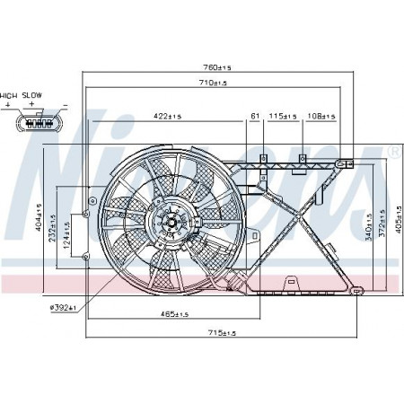 Fan. radiateur Radiateurventilator met omkasting OPEL VECTRA B 1.7D-2.0D-2.2D 10.95-07.03 OPEL VECTRA B (J96), Sedan, 09.1995 - 07.2004 Nissens 85210