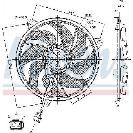 Ventilateur. radiateur Ventilateur de radiateur PEUGEOT 206 1.1-2.0 09.98- PEUGEOT 206 CC (2D), Cabriolet, 09.2000 - 12.2008 Nissens 85787